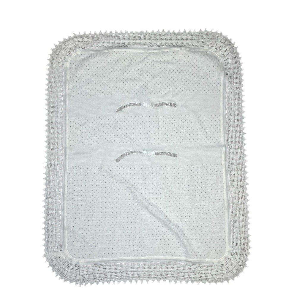 Vintage Renzo Baby Blanket‎ Lace Edged Bows Ivory Italy